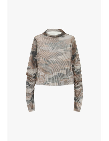 Top met lange pofmouwen en geometrische print Dixie