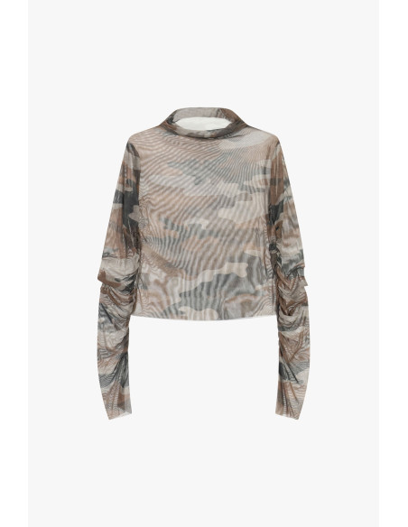 Top met lange pofmouwen en geometrische print Dixie