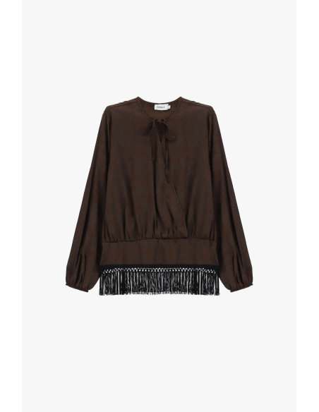 Blouse met lange mouwen en franjes aan de onderkant Please