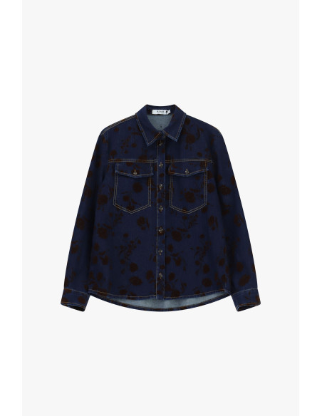 Denimblouse met bloemenmotief en zakken Please