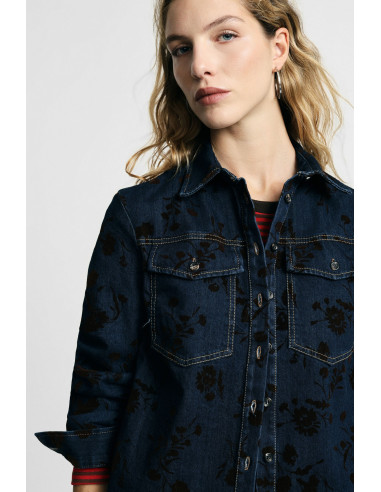 Denimblouse met bloemenmotief en zakken Please