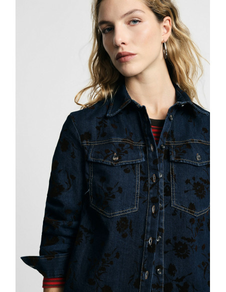 Denimblouse met bloemenmotief en zakken Please