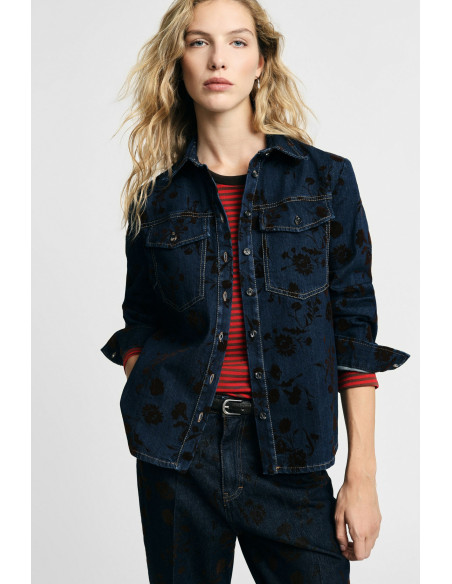 Denimblouse met bloemenmotief en zakken Please