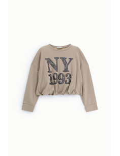 Cropped sweater met frontprint ‘NY 1993’ Please 2
