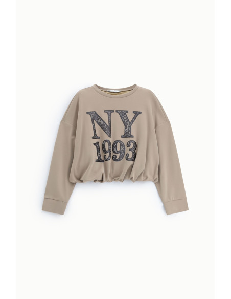 Cropped sweater met frontprint ‘NY 1993’ Please