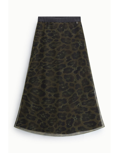 Lange rok met dierenprint en elastische taille Please