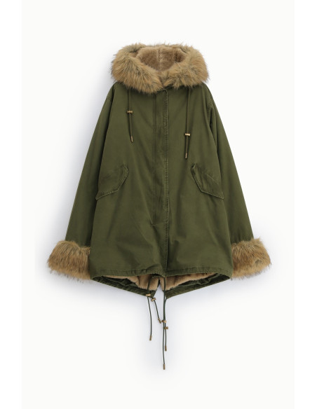 Parka met capuchon en afwerkingen van imitatiebont Please