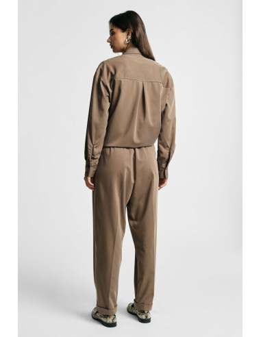Damespantalon met plooien, hoge taille en omslag Please