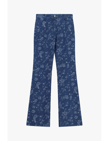 Flared jeans met all-over bloemenprint Please