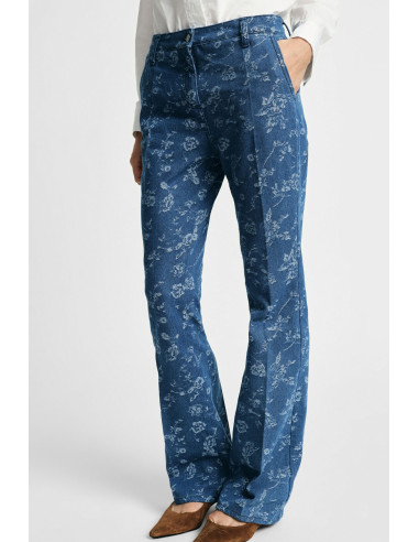 Flared jeans met all-over bloemenprint Please