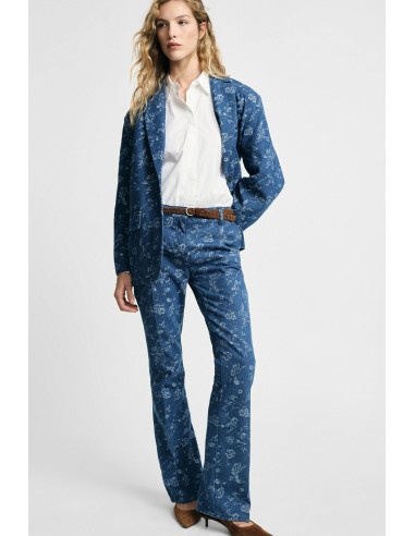 Flared jeans met all-over bloemenprint Please