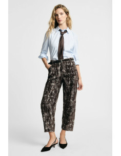 Wijde bedrukte broeken met hoge taille en zakken Please