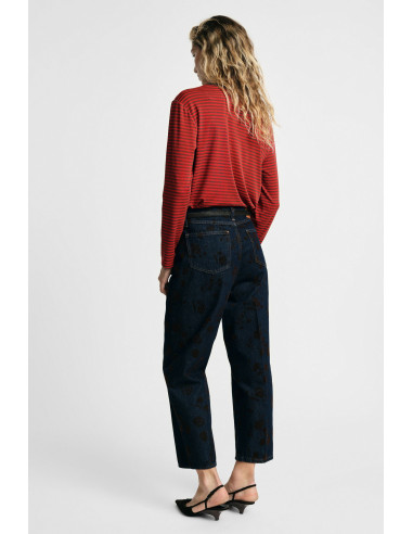 Balloon-fitjeans met vlekkenprint en hoge taille Please