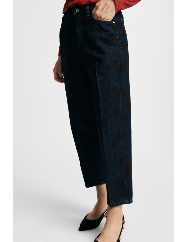 Balloon-fitjeans met vlekkenprint en hoge taille Please
