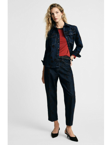 Balloon-fitjeans met vlekkenprint en hoge taille Please