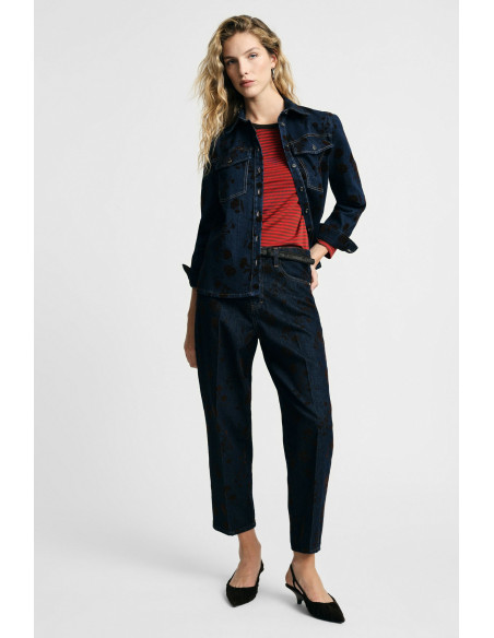 Balloon-fitjeans met vlekkenprint en hoge taille Please