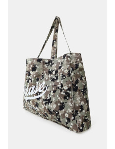 Shopper met camouflageprint en bloemenmotief Please 2