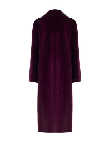 Lange omkeerbare jas van imitatievel met grote zakken Rinascimento