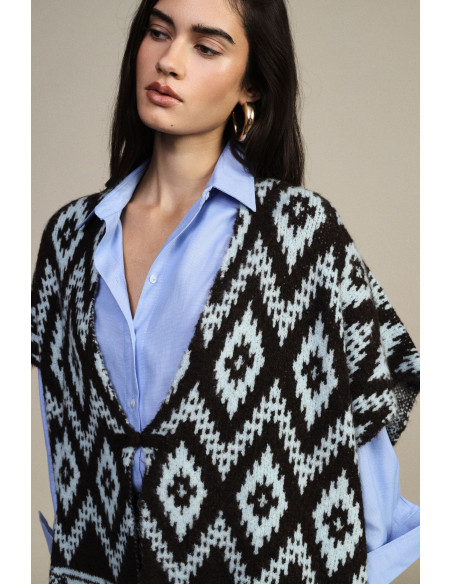 Mouwloze top met geometrisch ruitpatroon Dixie