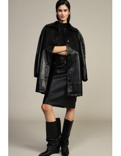 Dixie kokerrok met hoge taille en chevronmotief