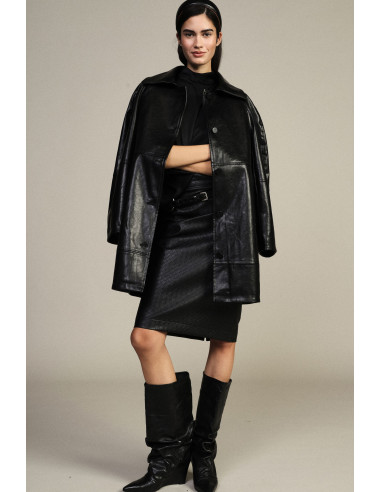 Dixie kokerrok met hoge taille en chevronmotief