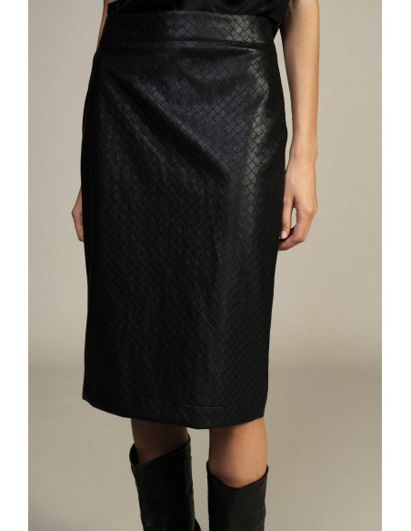 Dixie kokerrok met hoge taille en chevronmotief