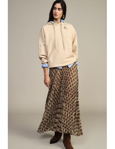 Dixie midi-plissérok met geometrisch motief