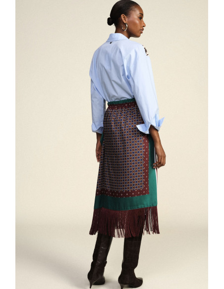 Lange rok met paardenprint en franjes Dixie