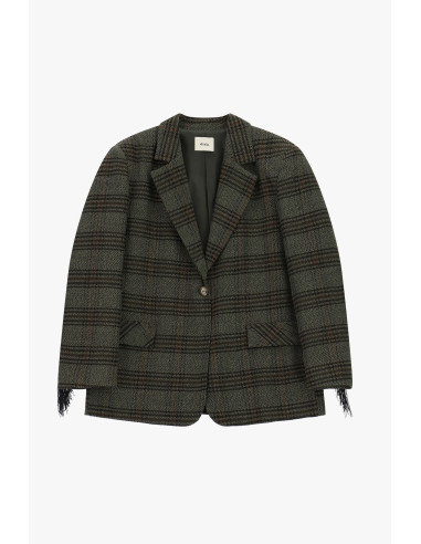 Geruite blazer met decoratieve franjes Dixie
