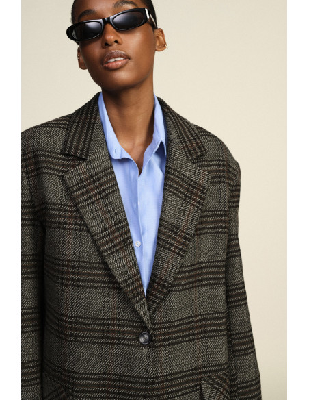 Geruite blazer met decoratieve franjes Dixie
