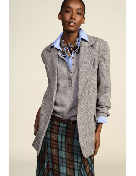 Geruite blazer met decoratieve franjes op de achterkant Dixie