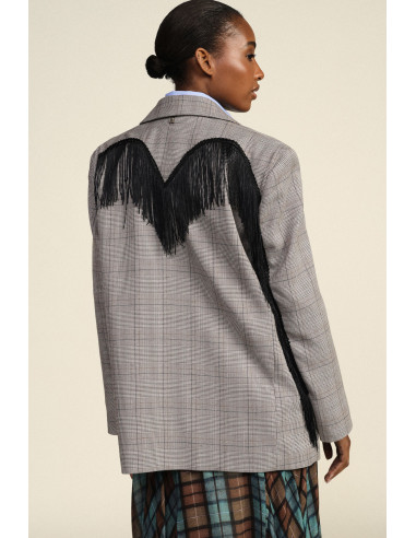 Geruite blazer met decoratieve franjes op de achterkant Dixie