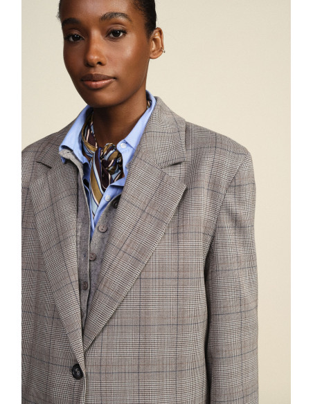 Geruite blazer met decoratieve franjes op de achterkant Dixie