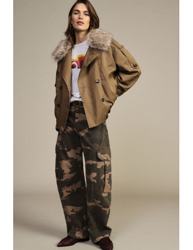 Dixie Palazzo-broek met camouflageprint en grote zijzakken