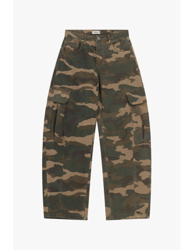 Dixie Palazzo-broek met camouflageprint en grote zijzakken