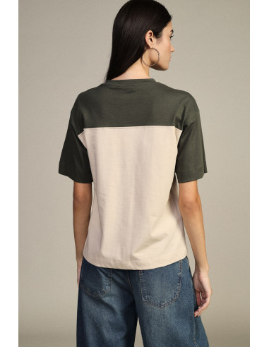 Dixie T-shirt met korte mouwen, olifantprint en contrasterende inzetstukken