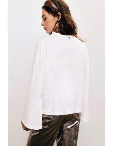 Dixie Ruim T-shirt met lange mouwen en rechte zoom