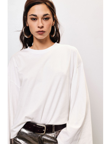 Dixie Ruim T-shirt met lange mouwen en rechte zoom