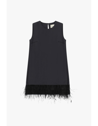 Dixie korte mouwloze jurk met verendetail