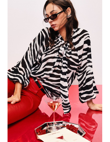 Vloeiende blouse met zebraprint en wijde mouwen van Dixie