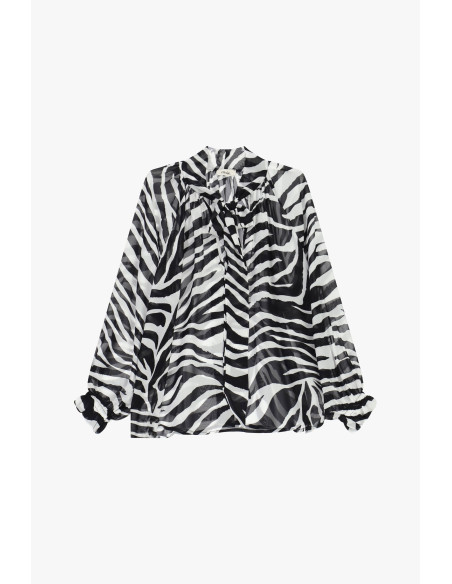 Vloeiende blouse met zebraprint en wijde mouwen van Dixie