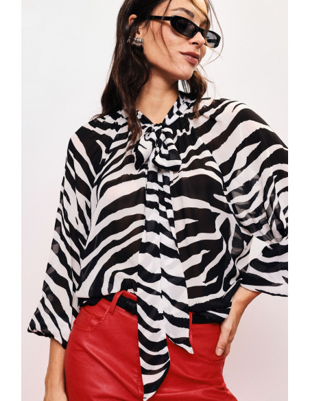 Vloeiende blouse met zebraprint en wijde mouwen van Dixie