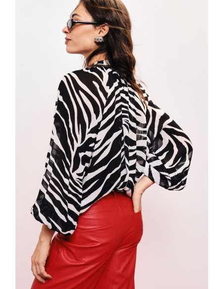 Vloeiende blouse met zebraprint en wijde mouwen van Dixie