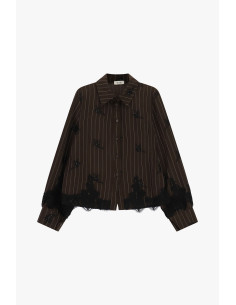 Gestreepte blouse met kanten details en een rechte pasvorm van Dixie