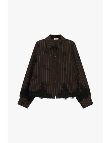 Gestreepte blouse met kanten details en een rechte pasvorm van Dixie