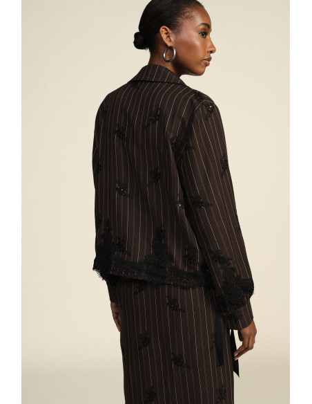 Gestreepte blouse met kanten details en een rechte pasvorm van Dixie