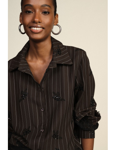 Gestreepte blouse met kanten details en een rechte pasvorm van Dixie