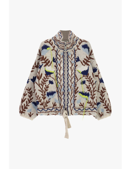 Vest met rits en jacquard-bloemenmotief van Dixie