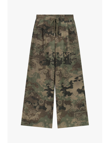 Dixie Palazzo-broek met paisleyfantasie en elastische taille met trekkoord