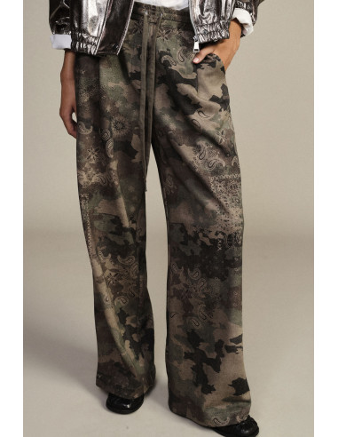 Dixie Palazzo-broek met paisleyfantasie en elastische taille met trekkoord